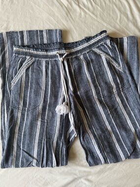 Jolt Navy and White Striped Wide Leg Pants